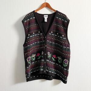Multi coloured embroidered floral vest